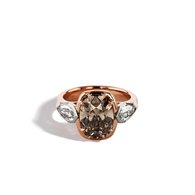 Robert Pelliccia Cognac Cushion Cut Diamond Three-Stone Engagement Ring - Robert Pelliccia  product