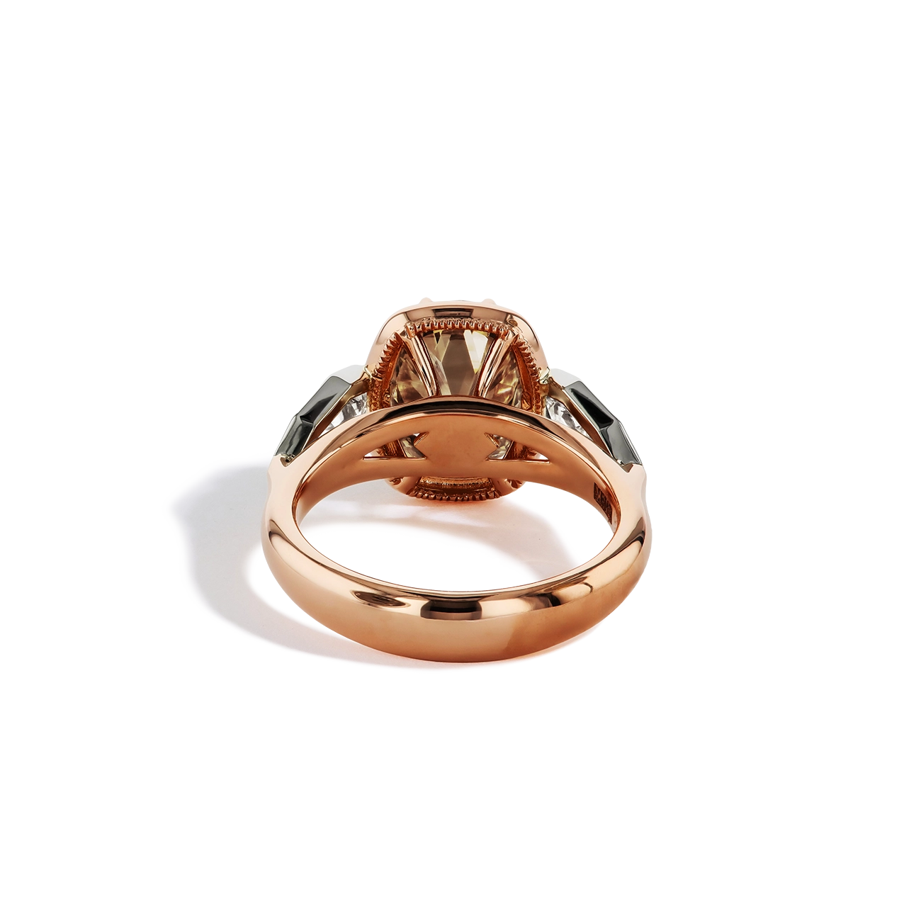 Robert Pelliccia Cognac Cushion Cut Diamond Three-Stone Engagement Ring