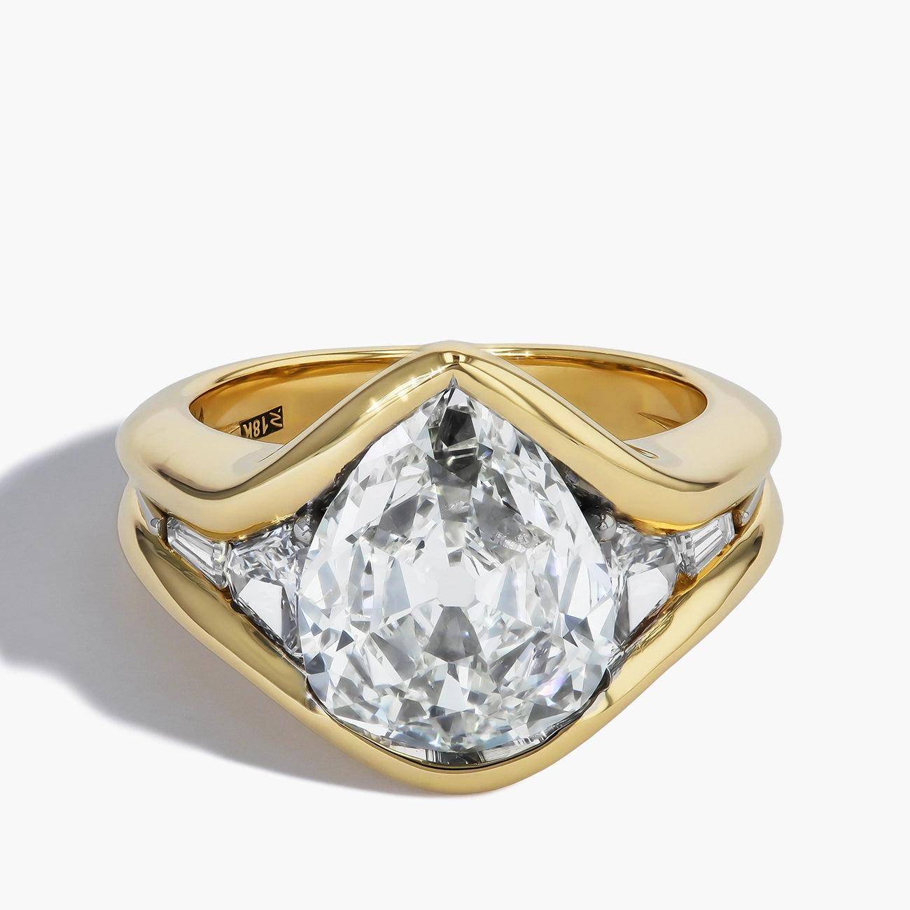 Robert Pelliccia Pear-Shaped Diamond Sculptural Engagement Ring