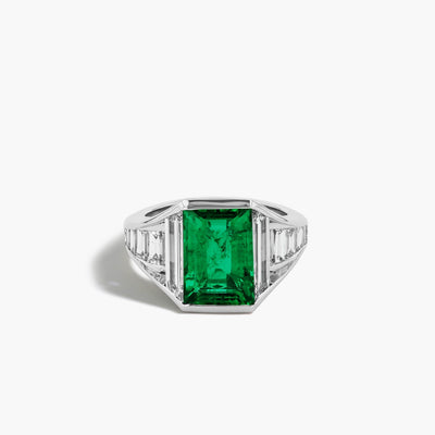 Robert Pelliccia Emerald and Diamond Side Stone Ring - Robert Pelliccia product