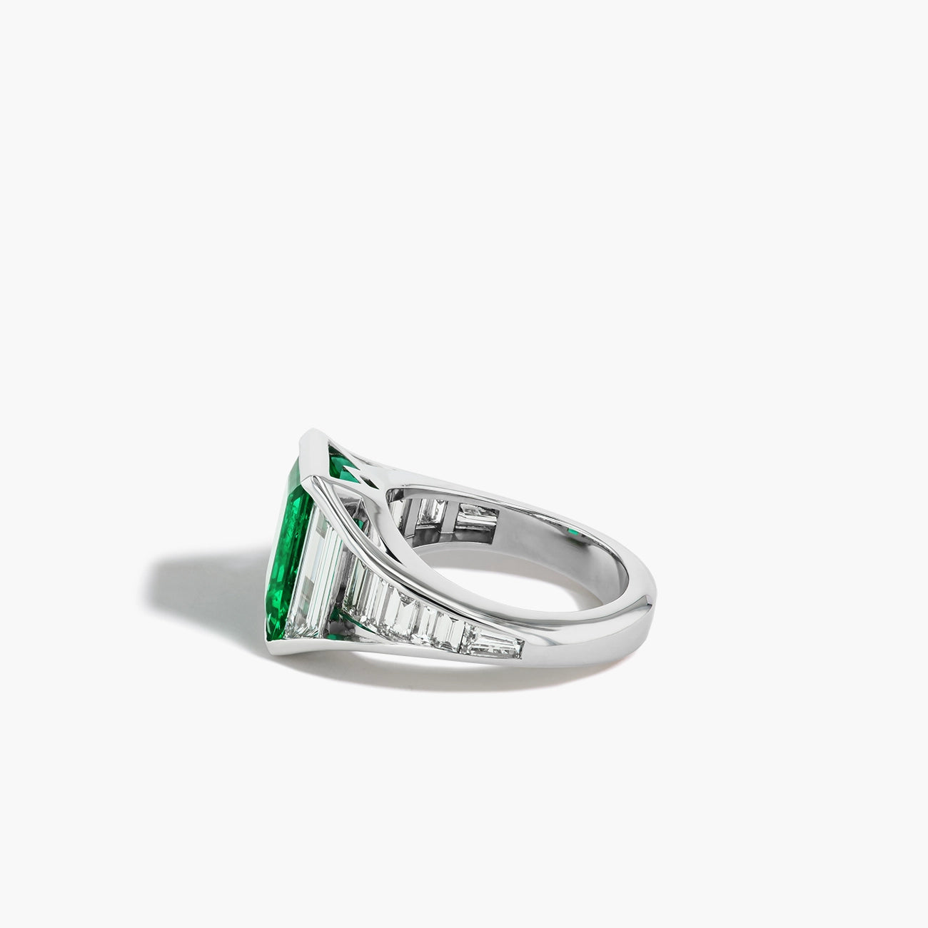 Robert Pelliccia Emerald and Diamond Side Stone Ring