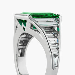 Robert Pelliccia Emerald and Diamond Side Stone Ring