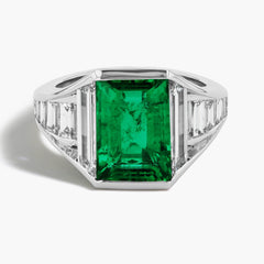 Robert Pelliccia Emerald and Diamond Side Stone Ring