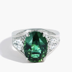 8 Carat Unheated Green Sapphire Platinum Ring by Robert Pelliccia