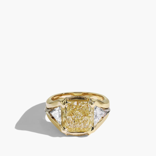 Robert Pelliccia 5 Carat Yellow Diamond with Trillion Side Stones Ring