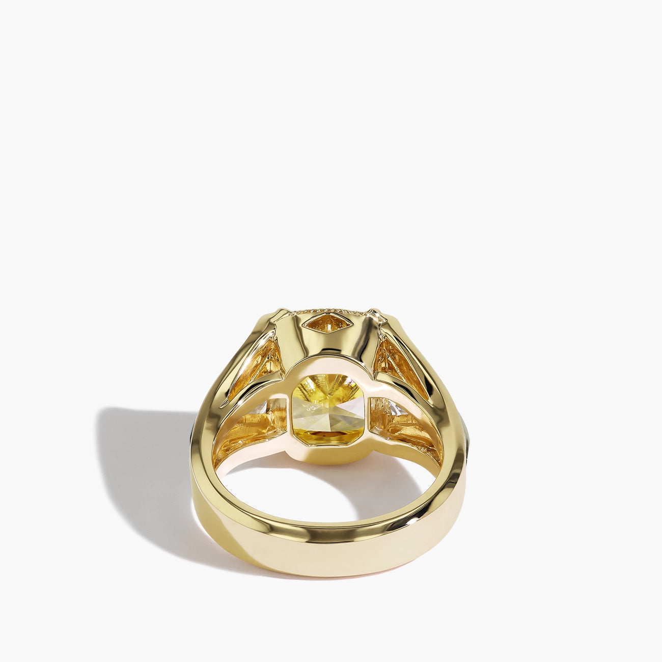 Robert Pelliccia 5 Carat Yellow Diamond with Trillion Side Stones Ring