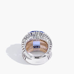 Robert Pelliccia 22 Carat Blue Sapphire and Diamond Wide Band Ring