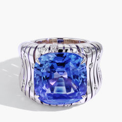 Robert Pelliccia 22 Carat Blue Sapphire and Diamond Wide Band Ring