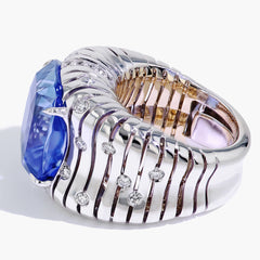 Robert Pelliccia 22 Carat Blue Sapphire and Diamond Wide Band Ring