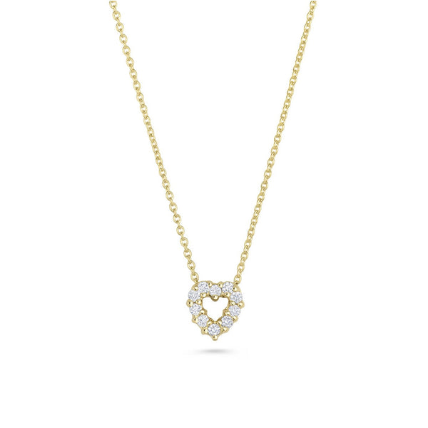 Roberto Coin Tiny Treasures Yellow Gold Diamond Open Heart Necklace