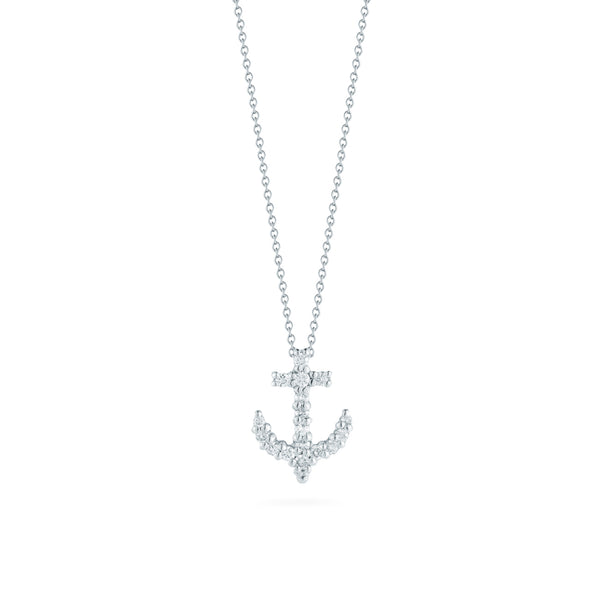 Roberto Coin Tiny Treasures Diamond Anchor Necklace