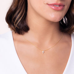 Roberto Coin Tiny Treasures Yellow Gold Diamond Cross Necklace