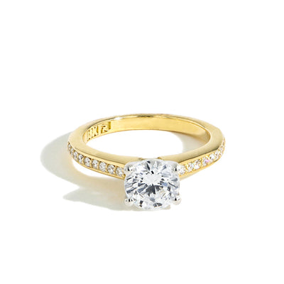 Robert Pelliccia Leganti Round Solitaire Pave Engagement Ring Setting in Yellow Gold - Robert Pelliccia product