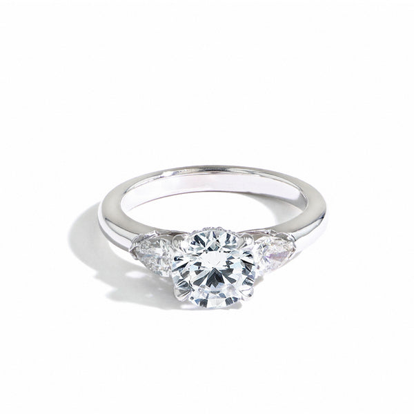 Robert Pelliccia Breathless Three Stone With Pear Sides Engagement Ring