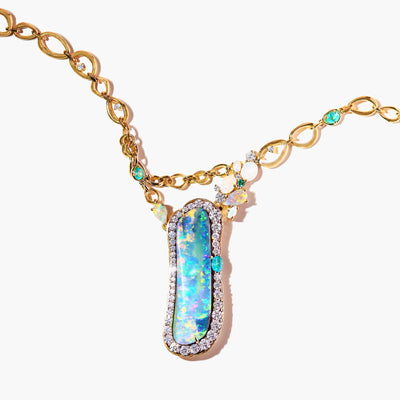 Robert Pelliccia 25 Carat Boulder Opal Necklace with Paraiba Tourmaline - Robert Pelliccia product