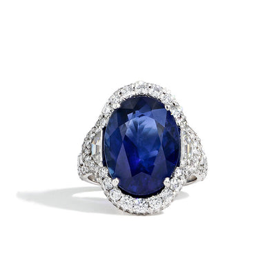 Robert Pelliccia 9 Carat Oval Sapphire Ring with Diamonds - Robert Pelliccia product