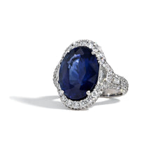 Robert Pelliccia 9 Carat Oval Sapphire Ring with Diamonds