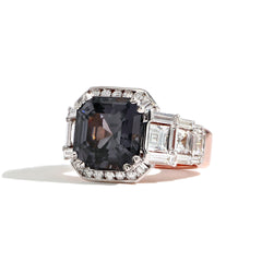 Robert Pelliccia 5.74ct Grey Spinel Asscher Cut and Diamond Ring
