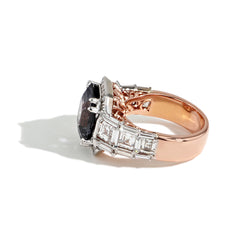 Robert Pelliccia 5.74ct Grey Spinel Asscher Cut and Diamond Ring