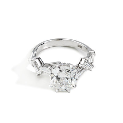 Robert Pelliccia 3 Carat Cushion Cut Baguette Side Stone Engagement Ring - Robert Pelliccia product