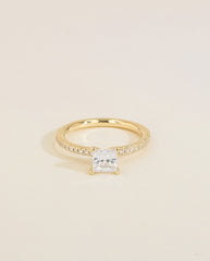 The Round Solitaire Pave Engagement Ring in Platinum