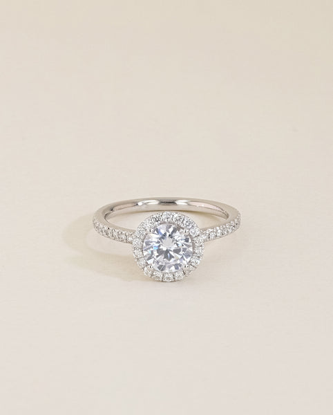 The Round Halo Pavé  Engagement Ring in Rose Gold