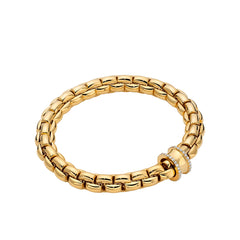 Fope EKA Flex'it Yellow Gold Large Diamond Pave Rondel Bracelet