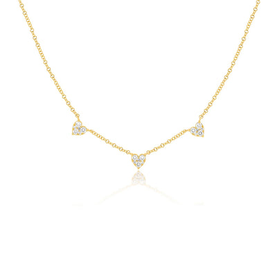 EF Collection Triple Full Cut Pave Diamond Heart Necklace - EF Collection product