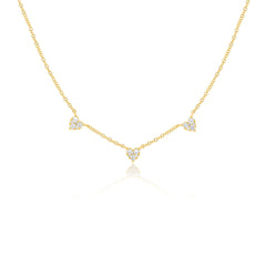 EF Collection Triple Full Cut Pave Diamond Heart Necklace