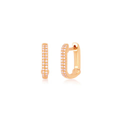 EF Collection Mini Lola Hoop with Pave Diamonds Earrings