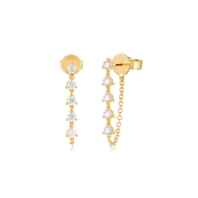 EF Collection Multi Diamond Chain Stud Earring - EF Collection product