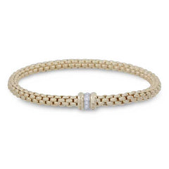 Fope Solo Yellow Gold Diamond Rondel Bracelet