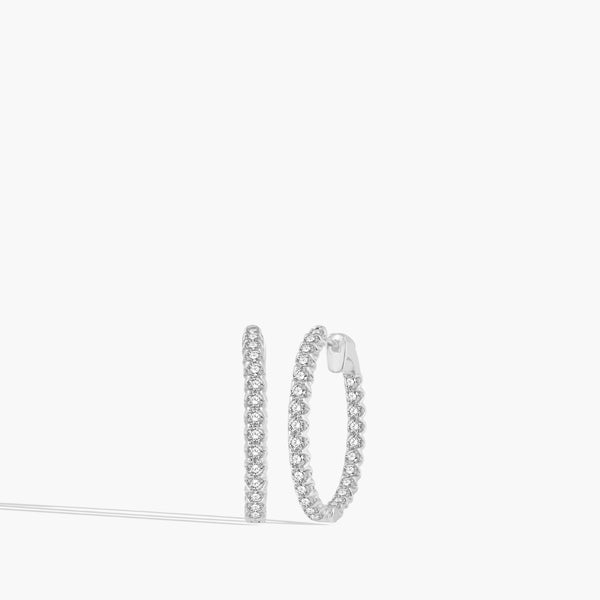 2 Carat Inside Out Diamond Hoop Earring - 1"
