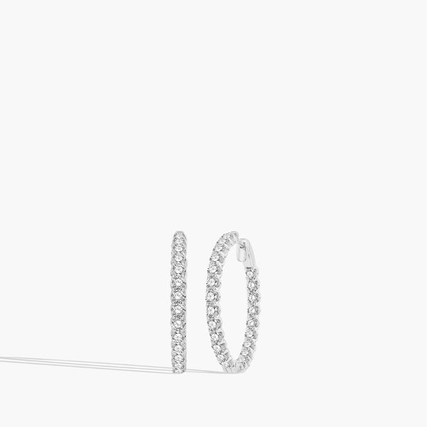 5 Carat Inside Out Diamond Hoop Earrings - 1"