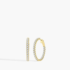 3 Carat Inside Out Diamond Hoop Earrings - 1"