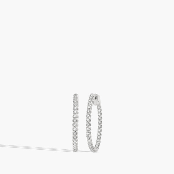 1 Carat Inside Out Diamond Hoop Earrings - 1"