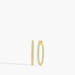 1 Carat Inside Out Diamond Hoop Earrings - 1"