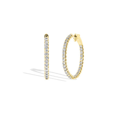 Round Chunky Yellow Gold Diamond Hoop Earrings - 2 Carat - Private Label product