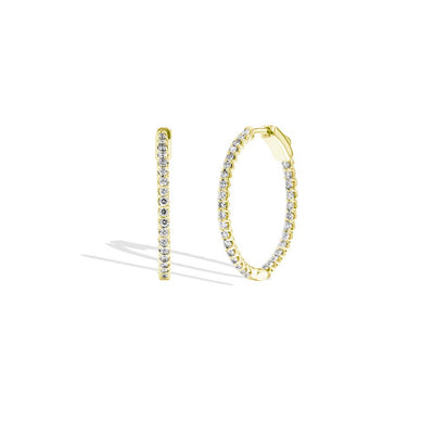 Round Chunky Yellow Gold Diamond Hoop Earrings- 1 Carat - Private Label product