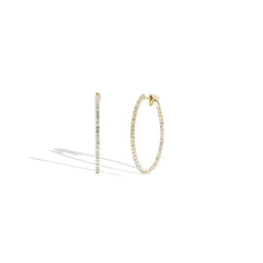 Yellow Gold Oval Inside Out Diamond Hoops - 1 CTW