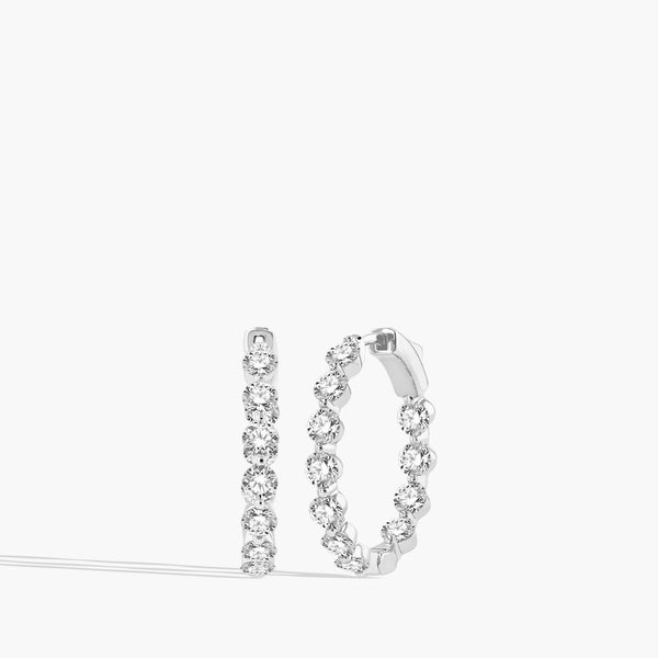 3 Carat Floating Inside Out Diamond Hoop Earrings - 1.25"