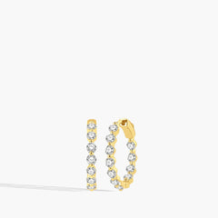 2 Carat Floating Inside Out Diamond Hoop Earrings - 1"