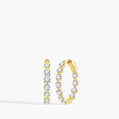 3 Carat Floating Inside Out Diamond Hoop Earrings - 1.25"