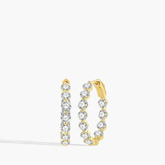 4 Carat Floating Inside Out Diamond Hoop Earrings - 1.25"