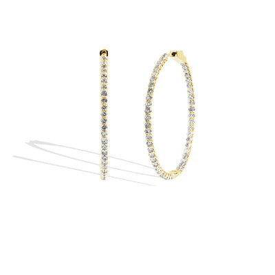 Thin Yellow Gold Diamond Hoop Earrings - 3 CTW - Private Label product