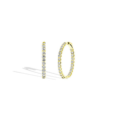 Yellow Gold Oval Inside Out Round Diamond Hoops - 5 CTW - Private Label product