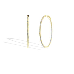 Thin Yellow Gold Diamond Hoop Earrings - 1 CTW