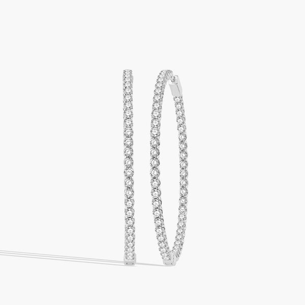 7 Carat Inside Out Diamond Hoop Earrings - 2"