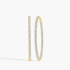 7 Carat Inside Out Diamond Hoop Earrings - 2"