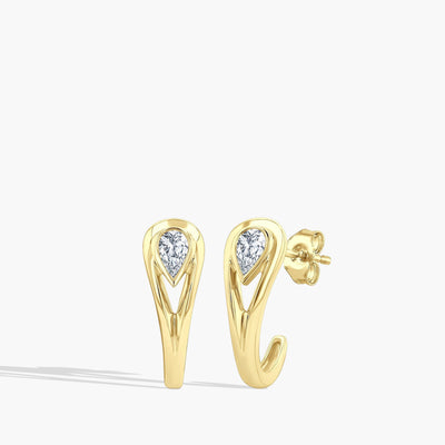 Pear-Shaped Diamond Half Hoop Earrings - Private Label product
